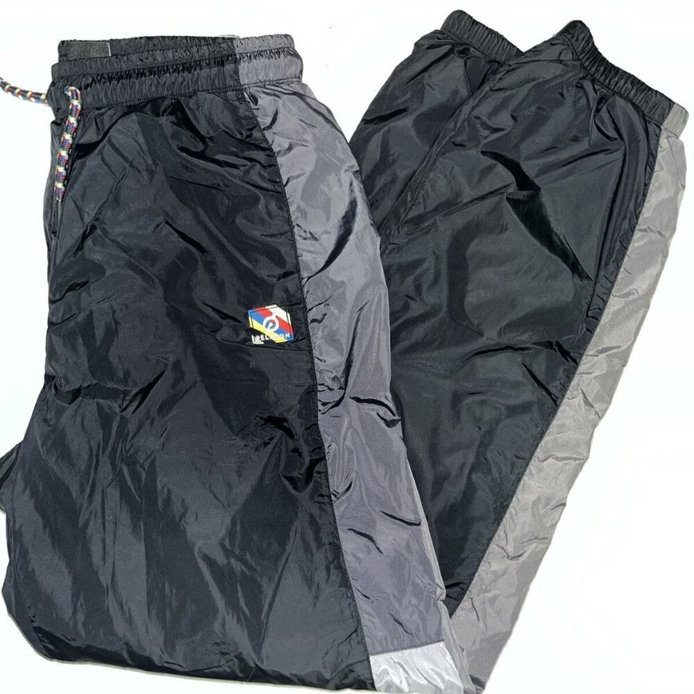 Peloton logo Track Pants Men's Small Black/Gray Nylon Joggers Lined side pockets